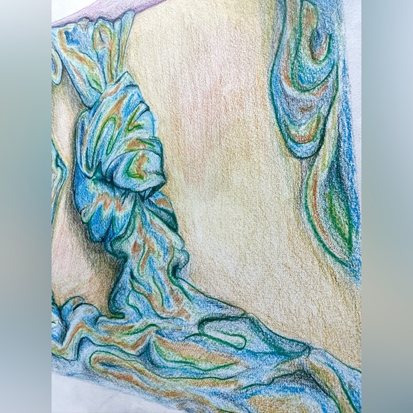 NEW Handmade Hand Crafted Wall Art Pencil Drawing Fabric Knot Illustration Home - Picture 4 of 4